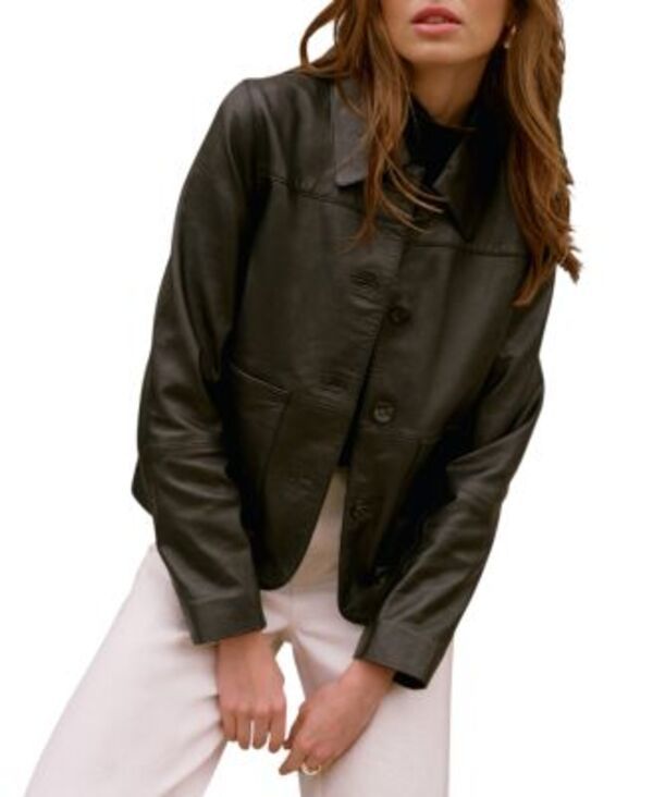 ミルトンベルベット レディース アウター ジャケット・ブルゾン レザー Mint Velvet Womens Leather Pocket Detail Jacket Black ブラック