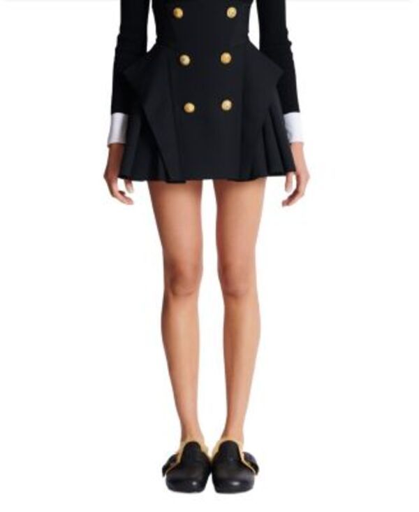 バルマン レディース ボトムスカート ハイウエスト Balmain HighWaisted Grain De Poudre Skirt Black ブラック