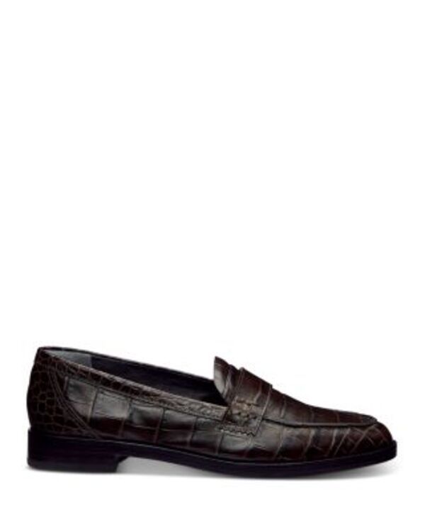 リフォーメーション レディース シューズ スリッポン・ローファー レザー Reformation Womens Kaylee Croc Embossed Leather Loafers Dark Chocolate Croc チョコレート