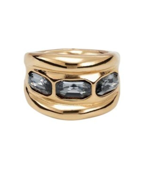 ウノデ 50 レディース アクセサリー リング UNOde50 Triple Grey Crystal Ringold ゴールド