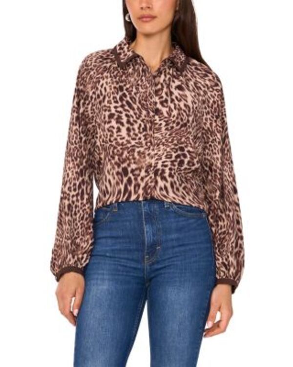 ヴィンスカムート レディース トップス シャツ プリント VINCE CAMUTO Printed Raglan Sleeve Shirt Rich Taupe トープ