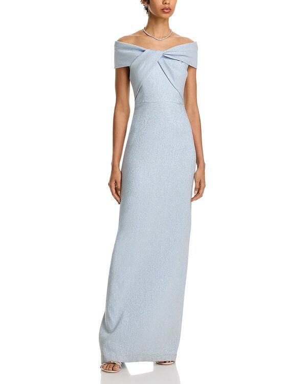 テリジョンバイリッキーフリーマン レディース アンダーウェア ナイトウェア トール Teri Jon by Rickie Freeman Metallic Jacquard OfftheShoulder Gown Ice Blue ブルー