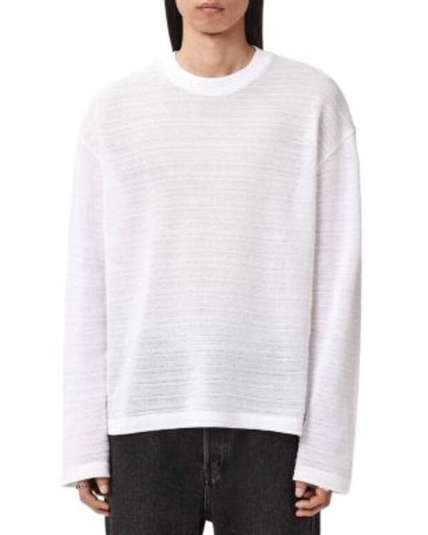 オールセインツ メンズ アウター ニット・セーター クルーネック ALLSAINTS Cove Crewneck Sweater Ashen White ホワイト