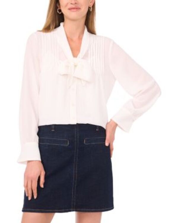 ヴィンスカムート レディース トップス シャツ VINCE CAMUTO Frontie And Pintuck Long Sleeve Top New Ivory アイボリー