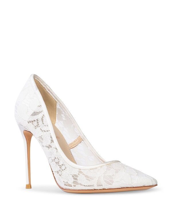 ブラックスエードスタジオ レディース シューズ パンプス レース Black Suede Studio Womens Pointed Lace Pumps White ホワイト