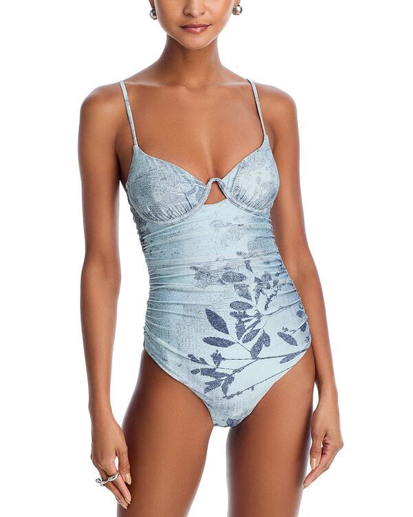 シムカイ レディース 水着 上下セット ギャザー SIMKHAI Laine Ruched One Piece Swimsuit Sky Floral