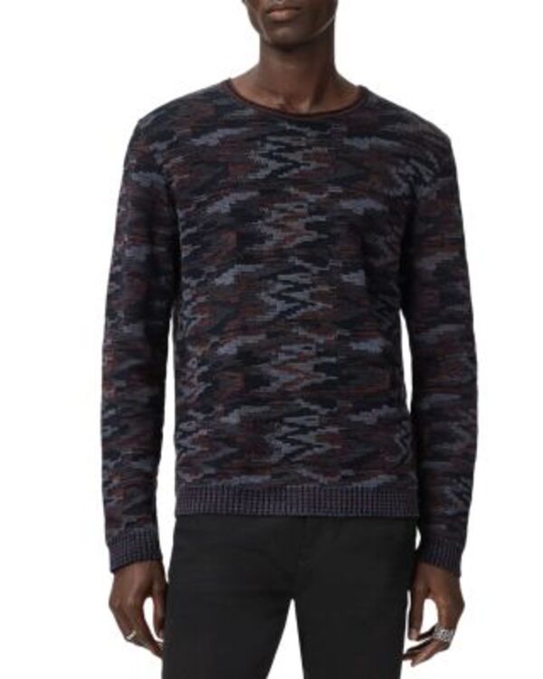 ジョンバルベイトス メンズ アウター ニット・セーター クルーネック John Varvatos Caden Winter Pavement Jacquard Crewneck Sweater Night Sky