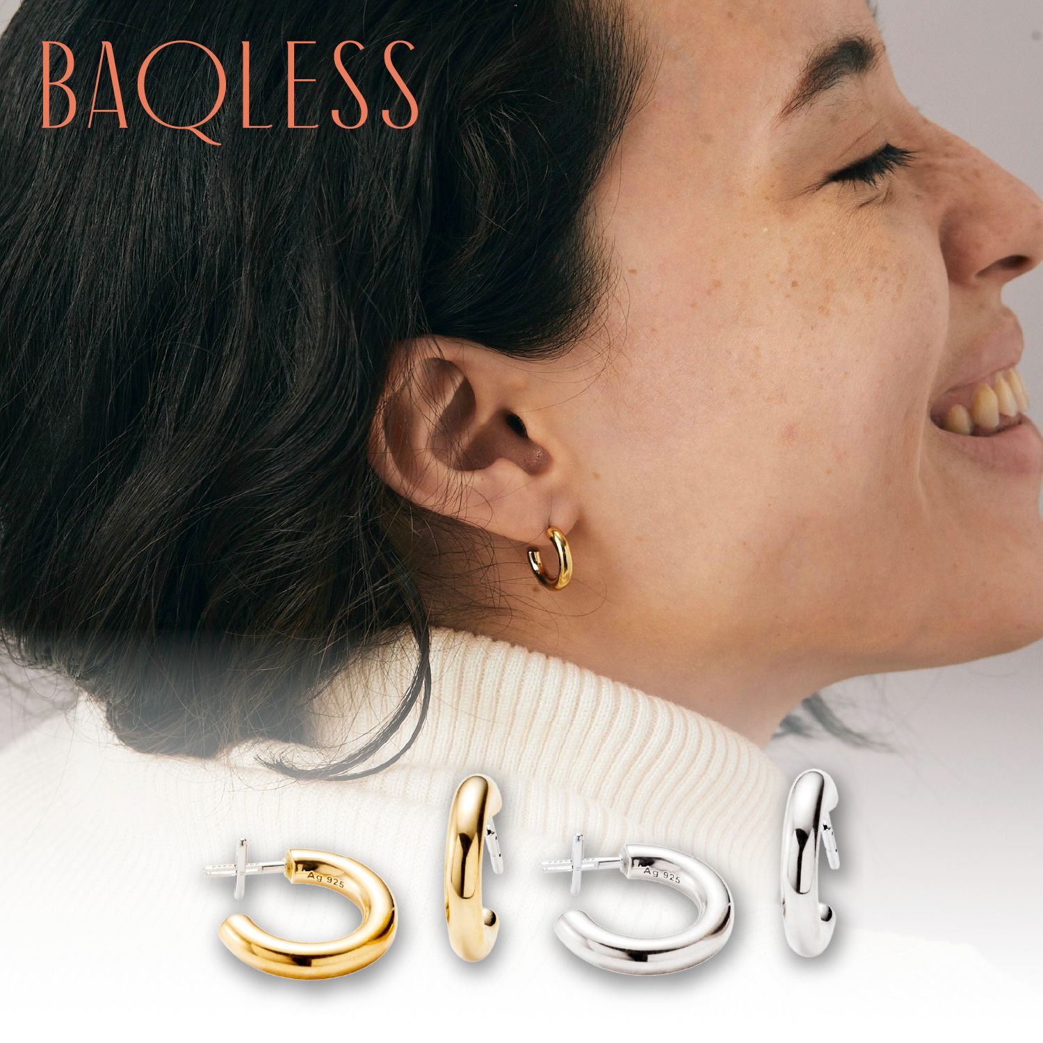 Baqless バックレス ピアス レディース 金属アレルギー対応 つけっ