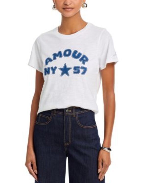 サンク セプト レディース トップス Tシャツ Cinq Sept Amour 57 Patch Tee White ホワイト