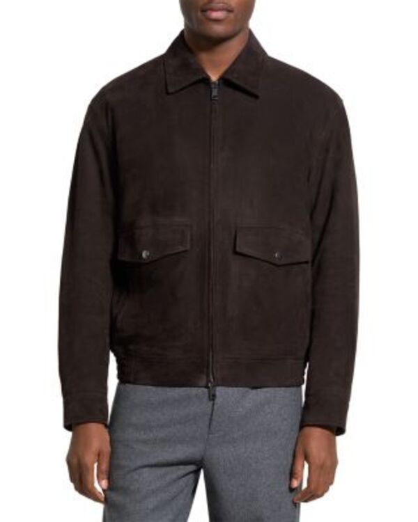 セオリー メンズ アウター ジャケット・ブルゾン リラックスフィット スエード Theory Aviatorelaxed Fit Suede Jacket Brownwood