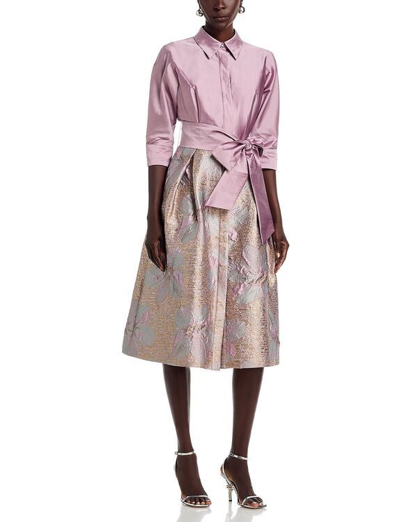テリジョンバイリッキーフリーマン レディース トップス シャツ Teri Jon by Rickie Freeman Taffeta Jacquard Shirtdress Mauve Multi マルチカラー