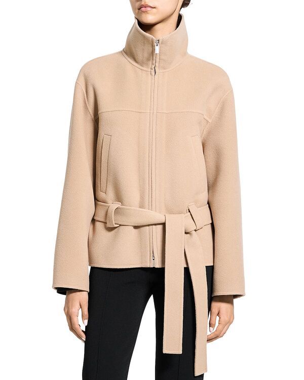 セオリー レディース アウター コート ウール クロップド Theory Cropped Wool Cashmere Anorak Coat Palomino