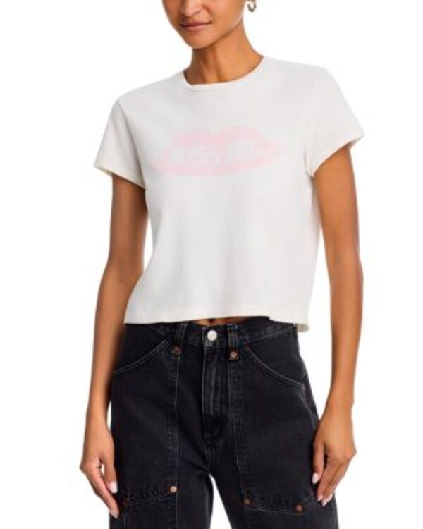 リダン レディース トップス Tシャツ グラフィック REDONE Kiss Me 50s Graphic Boxy Tee Vintage White ホワイト