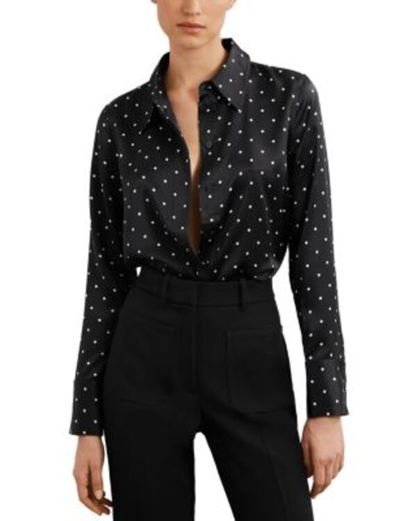 レイス レディース トップス シャツ ドット柄 ドット シルク REISS Polka Dot Silk Shirt NavyIvory アイボリー
