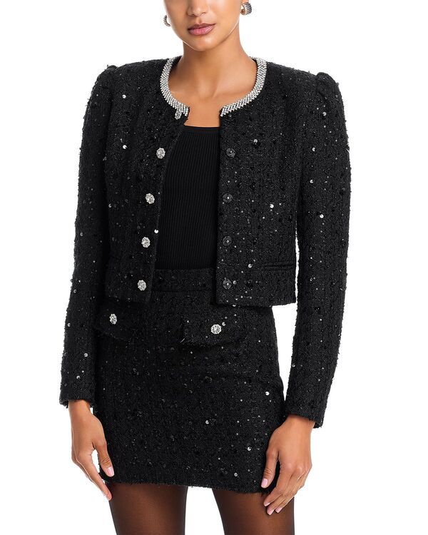 ジェネレーションラブ レディース アウター ジャケット・ブルゾン ツイード Generation Love Chiara Embellished Tweed Jacket Black ブラック