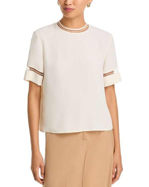 ファビアナ フィリッピ レディース トップス シャツ メッシュ Fabiana Filippi Manica Corta Mesh Trim Top Burro