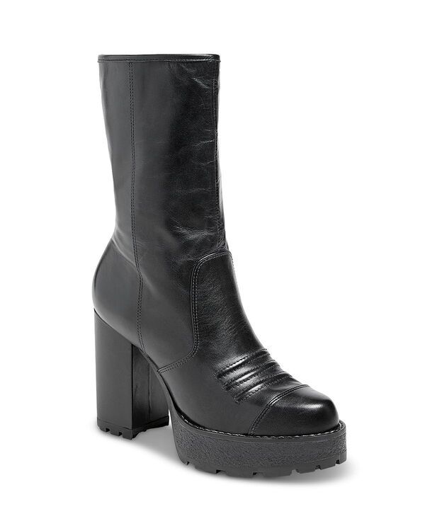 サンク ア セプト レディース シューズ ブーツ・レインブーツ プラットフォームブーツ プラットフォーム レザー Cinq Sept Womens Marley Leather Lug Sole Platform Boots Black ブラック