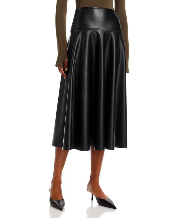 ノーマカマリ レディース ボトムスカート ミディ レザー フェイクレザー Norma Kamali Faux Leather Midi Skirt Black ブラック