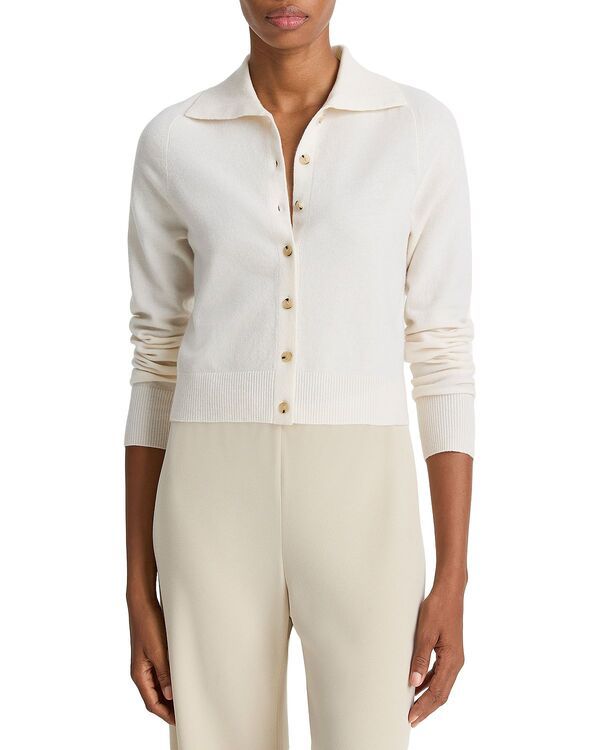 ヴィンス レディース アウター カーディガン ポロシャツ セーター Vince Button Front Polo Cardigan Sweater Off White オフホワイト