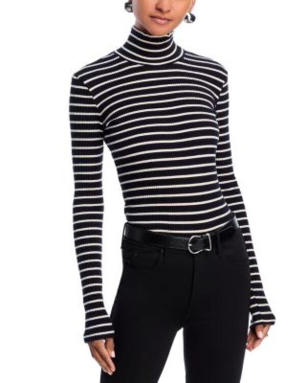 マザー レディース トップス Tシャツ MOTHER The Long Sleeve Hickey Tee Black and White Stripe ホワイト