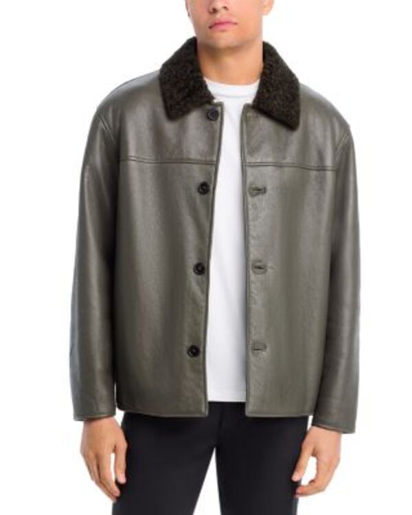 フレーム メンズ アウター ジャケット・ブルゾン FRAME Shearling Jacket Dark Olive オリーブ