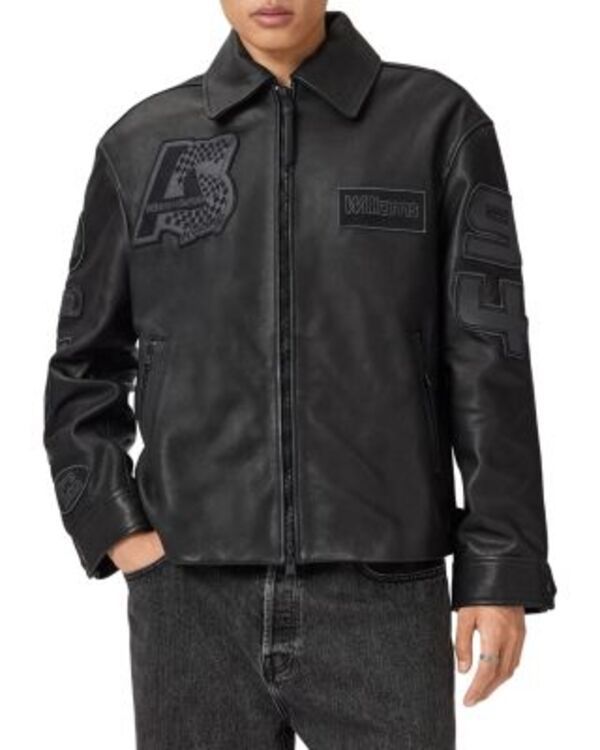 オールセインツ メンズ アウター ジャケット・ブルゾン レザー ALLSAINTS Garrison Patch Leather Jacket Black ブラック