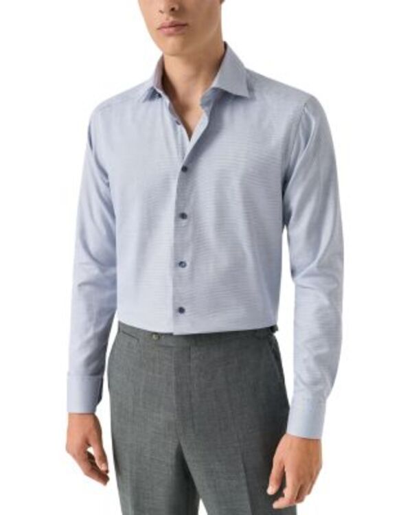 エトン メンズ トップス シャツ スリムフィット Eton Slim Fit Semi Solid Twill Shirt Navy ネイビー