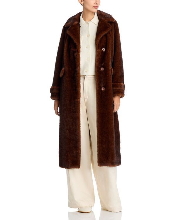 ヘルノ レディース アウター コート Herno Long Faux Fur Coat Dark Brown ブラウン