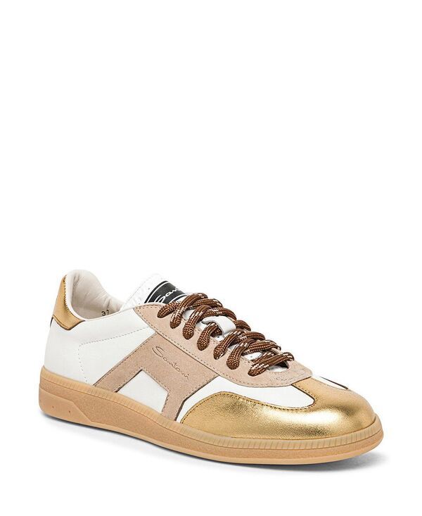 サントーニ レディース シューズ スニーカー スエード レザー Santoni Womens Leather and Suede DBS Oly Sneaker Natural