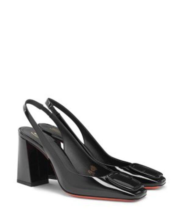 サントーニ レディース シューズ パンプス レザー ヒール Santoni Womens Patent Leather HighHeel Slingback Pumps Black ブラック