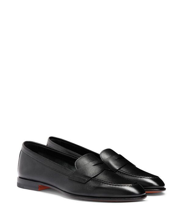 サントーニ レディース シューズ スリッポン・ローファー レザー Santoni Womens Leather Penny Loafer Black ブラック