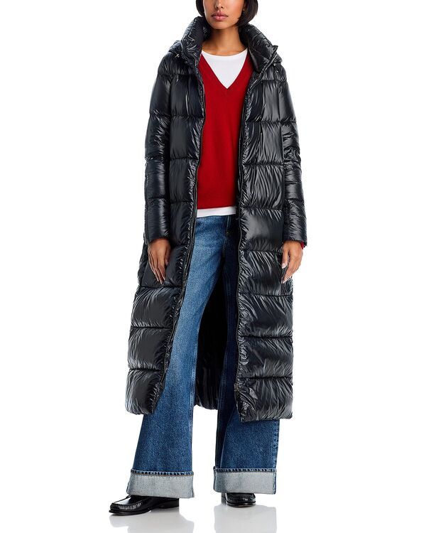 ヘルノ レディース アウター コート Herno Shiny Long Hooded Coat Black ブラック