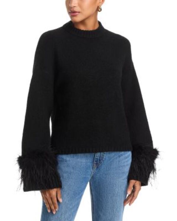 ワイフ レディース アウター ニット・セーター WAYF Pia Feather Trim Sweater Black ブラック
