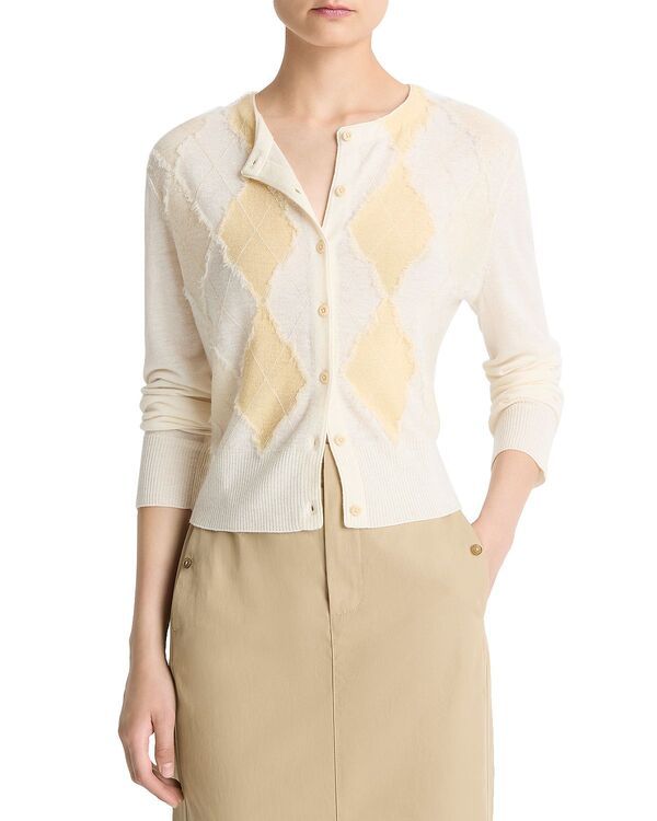 ヴィンス レディース アウター カーディガン Vince Argyle Cardigan CreamPalazzo クリーム