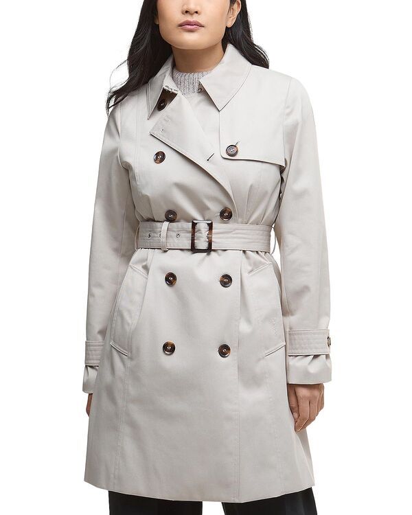 バブアー レディース アウター コート Barbour Greta Showerproof Trench Coat MistHessian Tartan