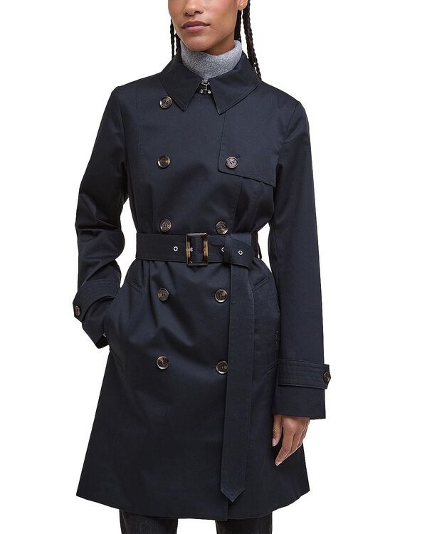 バブアー レディース アウター コート Barbour Greta Showerproof Trench Coat Dark NavyHessian Tartan ネイビー