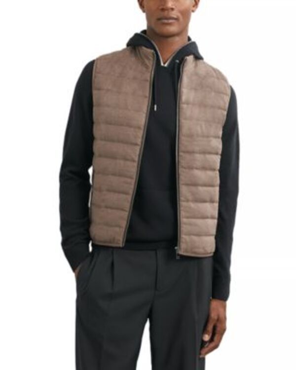レイス メンズ アウター ベスト キルティング ジャージー REISS Field Brushed Jersey Quilted Vest Mocha Brown ブラウン