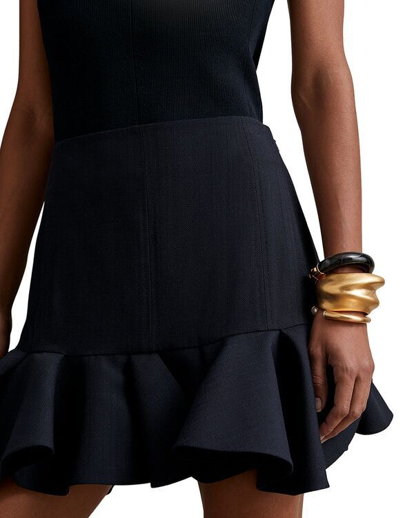 レイス レディース ボトムスカート フリル REISS Robin Ruffled Skirt Navy ネイビー