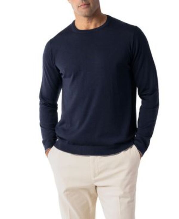 ロバート タルボット メンズ アウター ニット・セーター クルーネック Robertalbott Keaton Crewneck Sweater Navy with Gray Tipping グレー