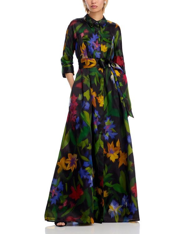 テリジョンバイリッキーフリーマン レディース トップス ワンピース フラワー柄 プリント フラワー Teri Jon by Rickie Freeman Floral Print Organza Gown Black Multi ブラック