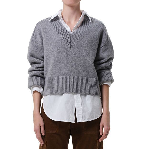 シチズンズ オブ ヒューマニティ レディース アウター ニット・セーター Vネック Citizens of Humanity Gazette Puzzle V Neck Sweater Heather Gray グレー