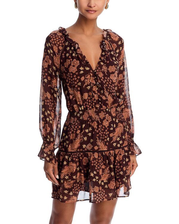 ペイジ レディース トップス ワンピース プリント フリル ミニ シルク PAIGE Alison Silk Printed Ruffle Mini Dress Tamarind Multi マルチカラー