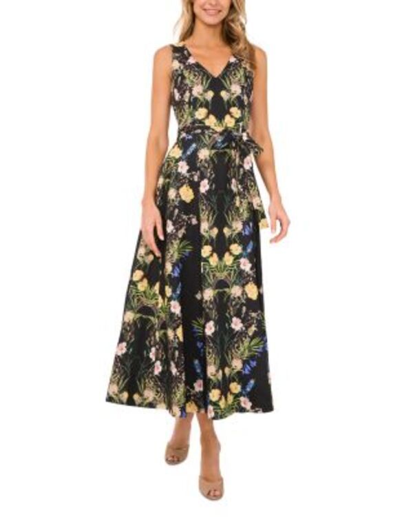 テッドベーカー レディース トップス ワンピース フラワー柄 ノースリーブ マキシ フラワー Ted Baker Floral Tie Neck Sleeveless Maxi Dress Rich Black ブラック