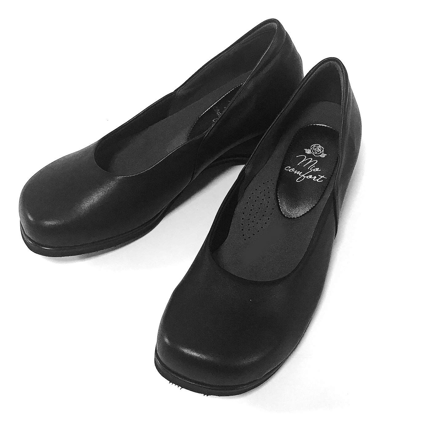 新品 [Mio comfort] 婦人靴.net 幅広 甲高 本革 黒 パンプス 5e 外反母趾 歩きやすい コンフォート 痛くならない 日本製 フォーマル リクルート 学生 就活 オフィス u87bl24.0cm