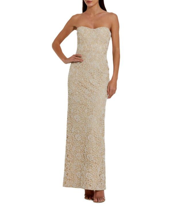 マックダガル レディース トップス ワンピーストラップレス レース Mac Duggal Womenstrapless Beaded Lace Fitted Column Gown Beige ベージュ