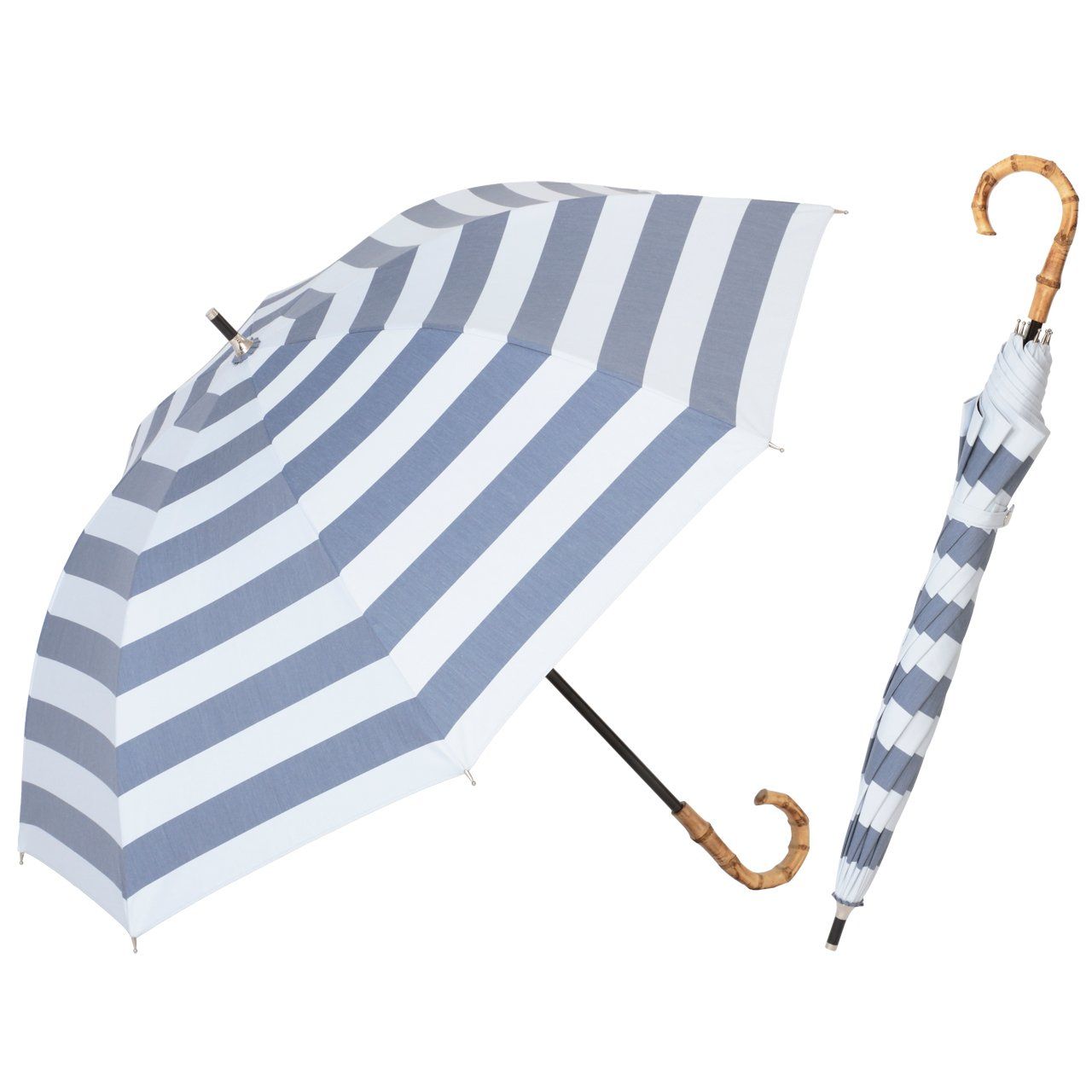 新品 リーベン 日傘 晴雨兼用 レディース コンパクト長傘 紫外線遮蔽率 99% 遮光率99.99% 遮熱 遮光1級 ラミネート生地 【LIEBEN-1566】 (ボーダー)