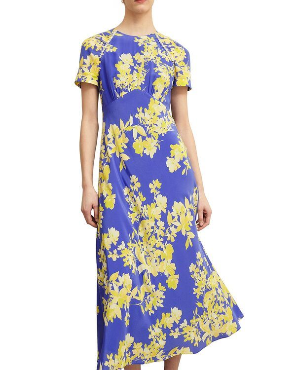 ホッブスロンドン レディース トップス ワンピース シルク HOBBS LONDON Ann Silk Dress Blue Yellow ブルー