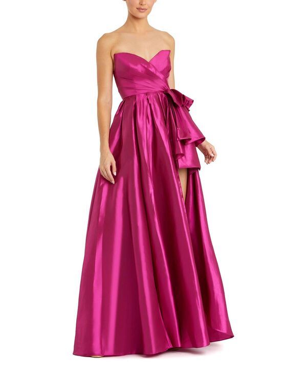 マックダガル レディース トップス ワンピース フリル ストラップレス Mac Duggal Strapless Taffeta Gown with Ruffle Detail Hot Pink ピンク
