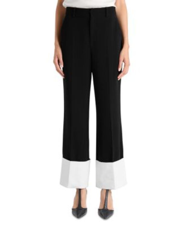 サンク ア セプト レディース ボトムス カジュアルパンツ コントラスト Cinq Sept Maesa Contrast Hem Pants Blackwhite ホワイト
