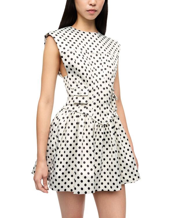 ガニー レディース トップス ワンピース ドット柄 ドット ミニ サテン GANNI Polka Dot Corset Satin Mini Dress Egret ドット